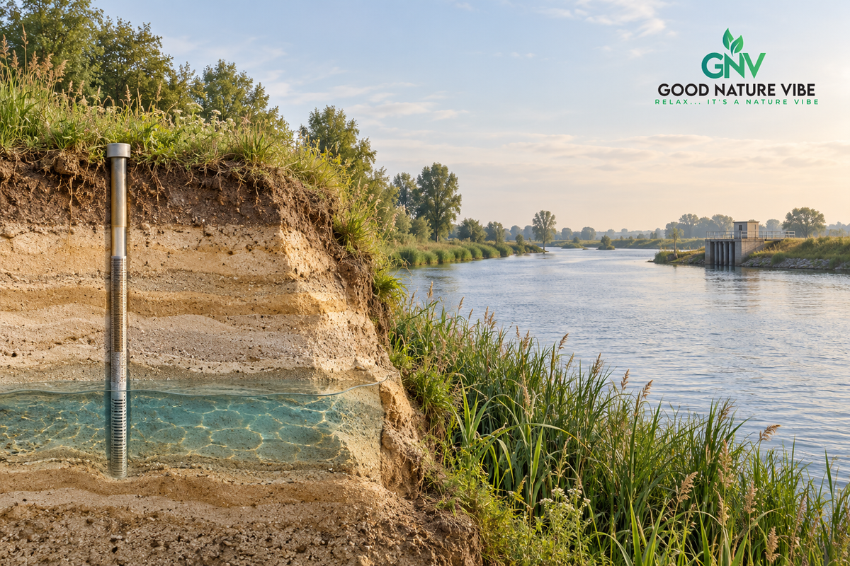 Grondwater en rivierwater als verschillende bronnen voor Nederlands drinkwater.