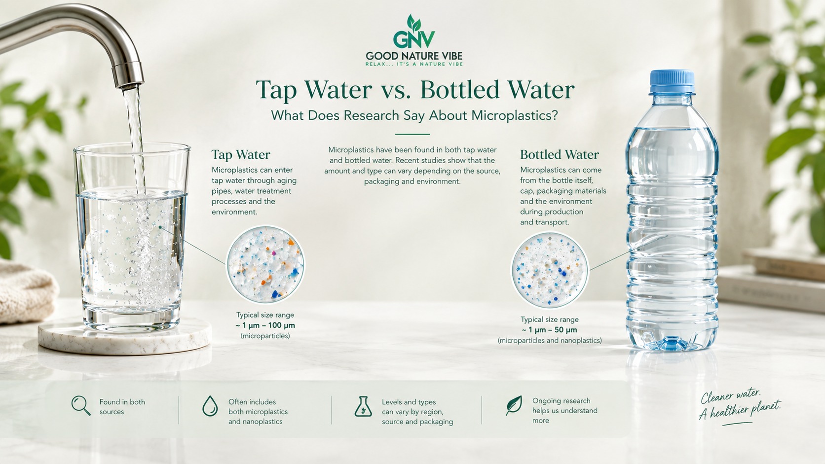 Vergelijking van microplastics in kraanwater en flessenwater
