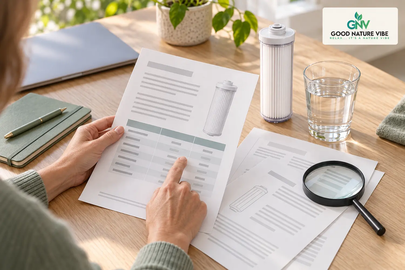 Testdocumentatie van een waterfilter controleren en verschillende resultaten vergelijken